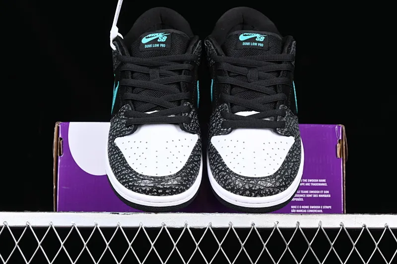 All categories Nk SB Dunk series Nk SB Dunk Low low-top sneakers F version Nk SB Dunk Low Pro black and white green spotted pattern sports skateboard shoes BQ6817-009